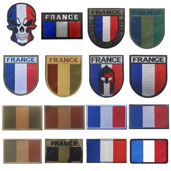 Patchs Brodés en PVC, Drapeaux Français, Emblème Militaire, Tête de Mort, Danemark ges en Caoutchouc