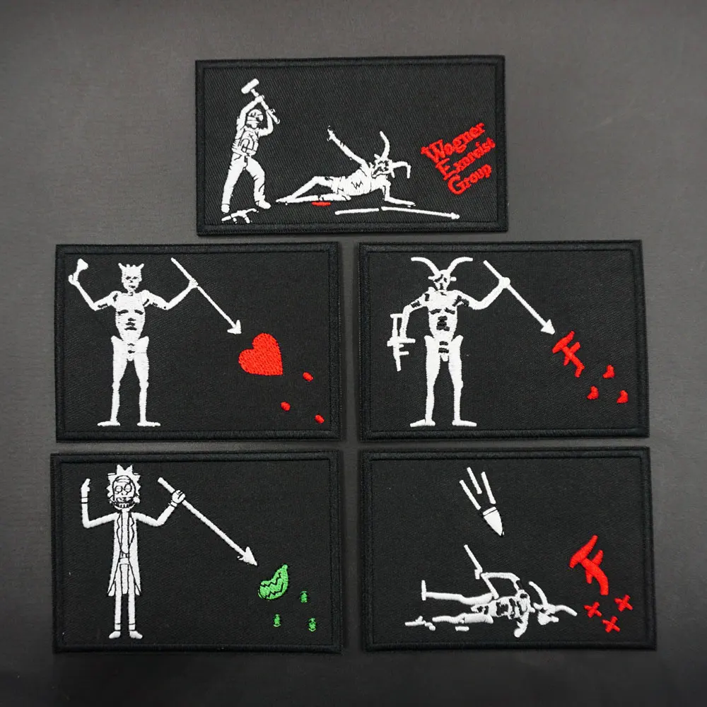 Insigne de sac Ă dos avec support Ă crochet pour vĂȘtements, patchs brodĂ©s de soldats Black Blood Pirate, brassard