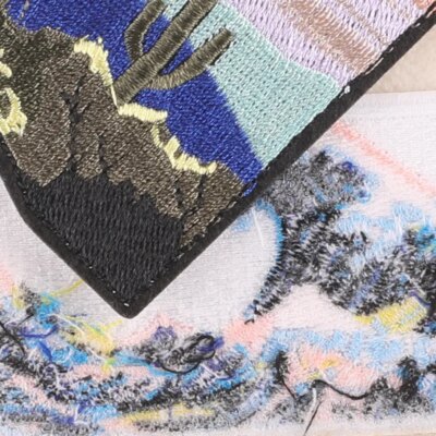 Patchs pour Vestes, Vêtements d'Extérieur, Vagues de Mer, Paysage Naturel, Baleine, Rayures, Fer sur Point Brodé, Bricolage, Styliste, Couture