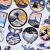 Patchs pour Vestes, Vêtements d'Extérieur, Vagues de Mer, Paysage Naturel, Baleine, Rayures, Fer sur Point Brodé, Bricolage, Styliste, Couture