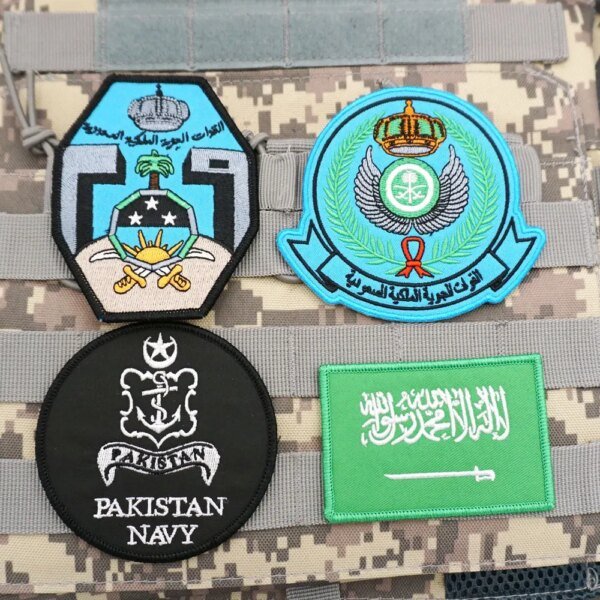 Patchs militaires brodés avec support à crochet pour vêtements, insigne de sac à dos, brassard de la marine saoudienne et pakistanaise