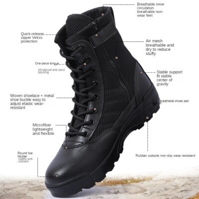 Bottes militaires tactiques en maille respirante pour homme