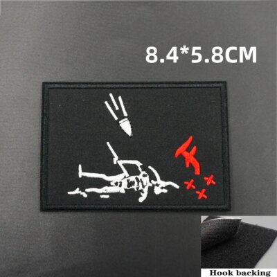 Insigne de sac à dos avec support à crochet pour vêtements, patchs brodés de soldats Black Blood Pirate, brassard