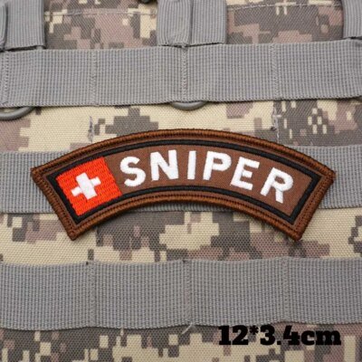 26648-e0ce15.jpg Patchs brodĂ©s tactiques militaires de Sniper suisse, Badge imprimĂ© avec support Ă crochet pour vĂȘtements