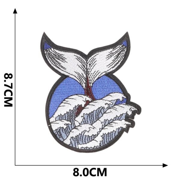 Patchs pour Vestes, Vêtements d'Extérieur, Vagues de Mer, Paysage Naturel, Baleine, Rayures, Fer sur Point Brodé, Bricolage, Styliste, Couture