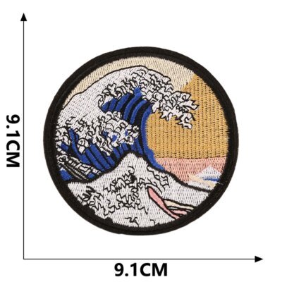 Patchs pour Vestes, Vêtements d'Extérieur, Vagues de Mer, Paysage Naturel, Baleine, Rayures, Fer sur Point Brodé, Bricolage, Styliste, Couture