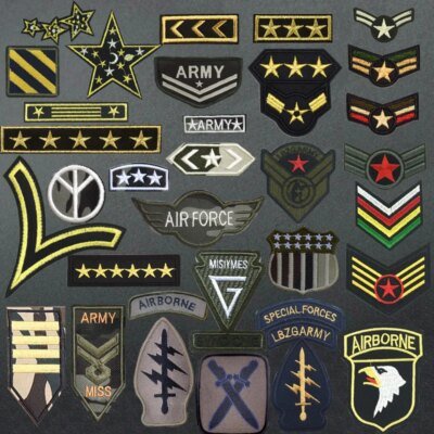 27081-c085ff.jpg Patchs brodés militaires pour vêtements, fer sur les vêtements, motif de l'armée U S, applique aéroportée de grade, brassards d'insigne de rayure, bricolage
