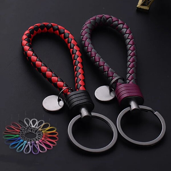 Nouveau porte-clés en corde tressée en acier au tungstène, porte-clés en cuir, pendentif de poupée fait à la main, cadeau de fête, petits bijoux