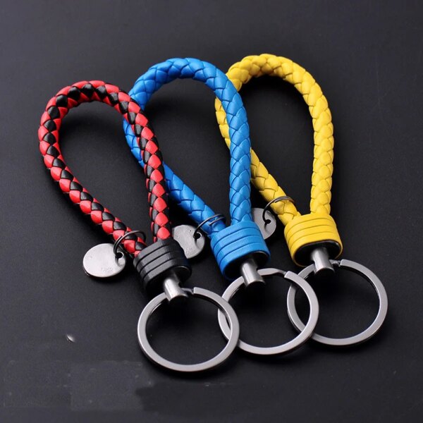 Nouveau porte-clés en corde tressée en acier au tungstène, porte-clés en cuir, pendentif de poupée fait à la main, cadeau de fête, petits bijoux – Image 2