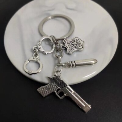 27224-31eada.jpg Menottes de Pistolet avec Pendentif à la Mode, Police, Service Militaire, Passionné, Document en Argent, Clé de Voiture, Bijoux, Accessoires