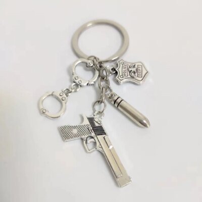 27224-5fd87a.jpg Menottes de Pistolet avec Pendentif à la Mode, Police, Service Militaire, Passionné, Document en Argent, Clé de Voiture, Bijoux, Accessoires