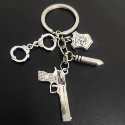 27224-a4d4c3.jpg Menottes de Pistolet avec Pendentif à la Mode, Police, Service Militaire, Passionné, Document en Argent, Clé de Voiture, Bijoux, Accessoires