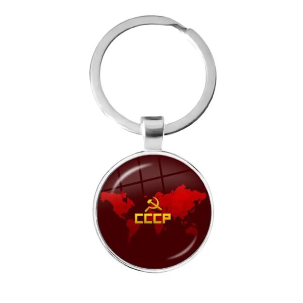 CCCP urss armée soviétique étoile rouge porte-clés verre Cabochon Art rond russe Badges LOGO pendentif porte-clés bijoux pour amis cadeau – Image 3