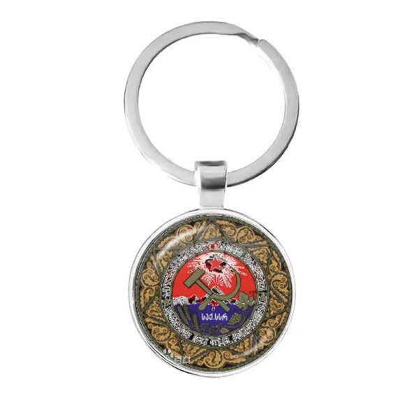 CCCP urss armée soviétique étoile rouge porte-clés verre Cabochon Art rond russe Badges LOGO pendentif porte-clés bijoux pour amis cadeau – Image 5