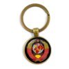 CCCP urss armée soviétique étoile rouge porte-clés verre Cabochon Art rond russe Badges LOGO pendentif porte-clés bijoux pour amis cadeau
