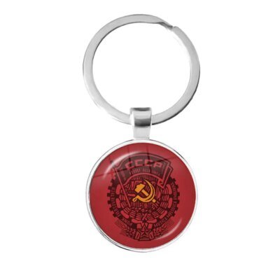 CCCP urss armée soviétique étoile rouge porte-clés verre Cabochon Art rond russe Badges LOGO pendentif porte-clés bijoux pour amis cadeau