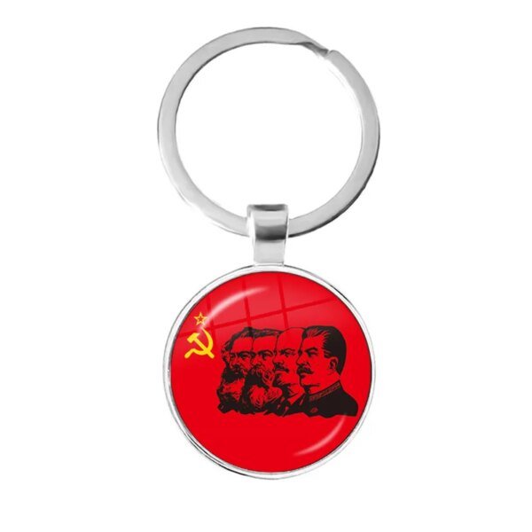 CCCP urss armée soviétique étoile rouge porte-clés verre Cabochon Art rond russe Badges LOGO pendentif porte-clés bijoux pour amis cadeau