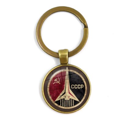 CCCP urss armée soviétique étoile rouge porte-clés verre Cabochon Art rond russe Badges LOGO pendentif porte-clés bijoux pour amis cadeau
