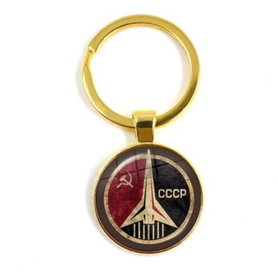 CCCP urss armée soviétique étoile rouge porte-clés verre Cabochon Art rond russe Badges LOGO pendentif porte-clés bijoux pour amis cadeau