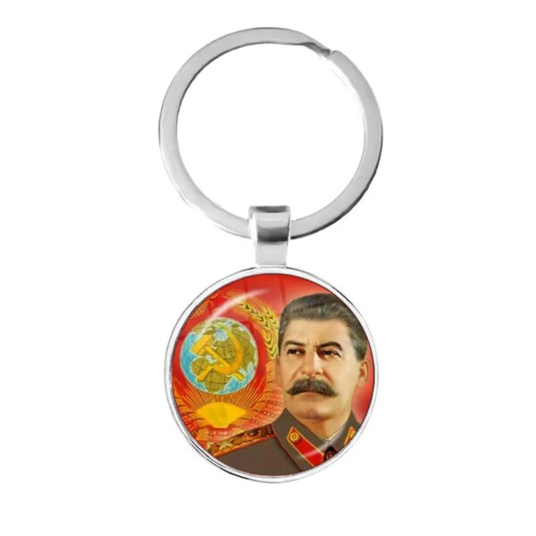 CCCP urss armée soviétique étoile rouge porte-clés verre Cabochon Art rond russe Badges LOGO pendentif porte-clés bijoux pour amis cadeau