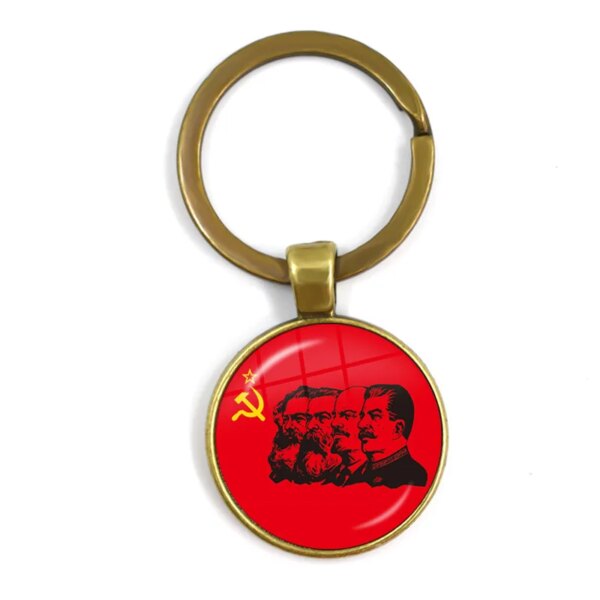 CCCP urss armée soviétique étoile rouge porte-clés verre Cabochon Art rond russe Badges LOGO pendentif porte-clés bijoux pour amis cadeau
