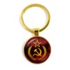 CCCP urss armée soviétique étoile rouge porte-clés verre Cabochon Art rond russe Badges LOGO pendentif porte-clés bijoux pour amis cadeau