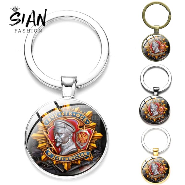 SIAN VCHK KGB FSB F. Djerzhinsky – porte-clés pour hommes, bijoux inhabituels, dôme en verre, Vintage, breloques, bijoux militaires russes, vente en gros