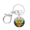 Porte-clés avec Cabochon en verre à motif artistique, porte-clés militaire, armée soviétique, troupes de la fédération de russie