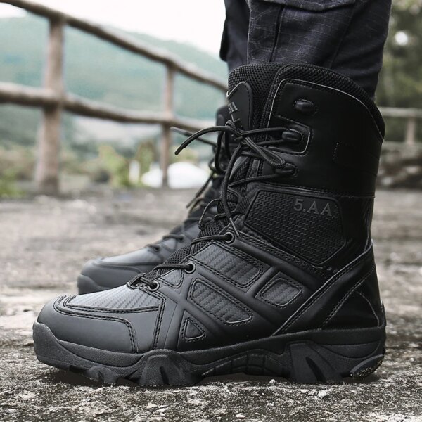 Bottes militaires tactiques en cuir pour hommes, bottes de forces spéciales – Image 4