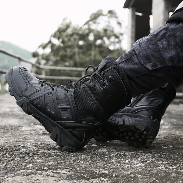 Bottes militaires tactiques en cuir pour hommes, bottes de forces spéciales – Image 3