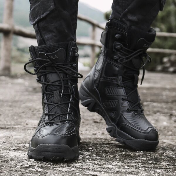 Bottes militaires tactiques en cuir pour hommes, bottes de forces spéciales – Image 2