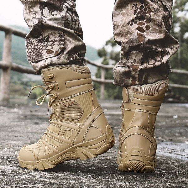 Bottes militaires tactiques en cuir pour hommes, bottes de forces spéciales – Image 5