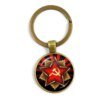CCCP urss armée soviétique étoile rouge porte-clés verre Cabochon Art rond russe Badges LOGO pendentif porte-clés bijoux pour amis cadeau