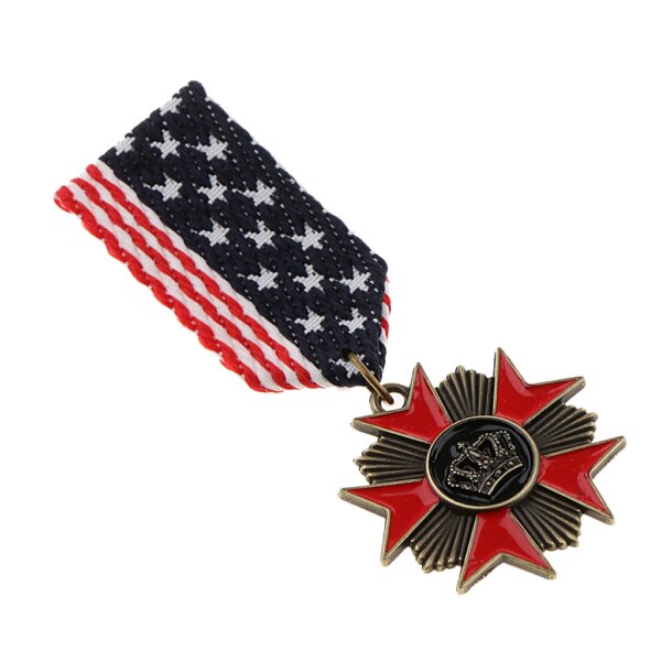 Broche insigne en tissu rayé pour hommes, couronne, étoile, médaille, uniforme Milirtay, corsage, chemise trempée, col, pompon, revers, broche – Image 4