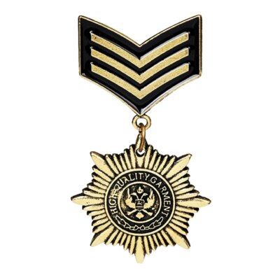 Broche insigne en tissu rayé pour hommes, couronne, étoile, médaille, uniforme Milirtay, corsage, chemise trempée, col, pompon, revers, broche