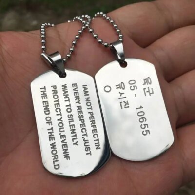 Pendentif pour homme, plaque signalétique, Style militaire, chaîne en acier inoxydable