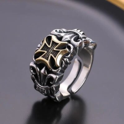 27899-2481d3.jpg Bague ouverte de templier de croisĂ© crĂ©atif pour hommes, bijoux de rue de fĂȘte, cadeau dĂ©contractĂ©, mode, chimhip-hop