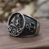 27939-9c11c8.jpg Bague Vintage en acier inoxydable pour hommes et femmes, bijou de style Viking nordique, avec ancre, boussole, Signet, gothique, Punk, motard