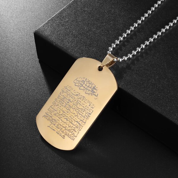 Collier pendentif Allah Projecan en acier inoxydable, plaque carrée, bijoux musulmans islamiques Eid, cadeaux unisexes, haute qualité – Image 2