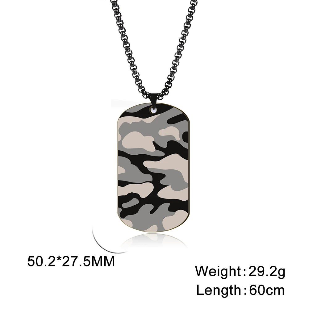 My Shape Collier pendentif militaire en acier inoxydable pour hommes, étiquette de chien de sport en plein air, colliers de la présidence, bijoux masculins, soldat de l'armée, punk, CamSolomon – Image 6