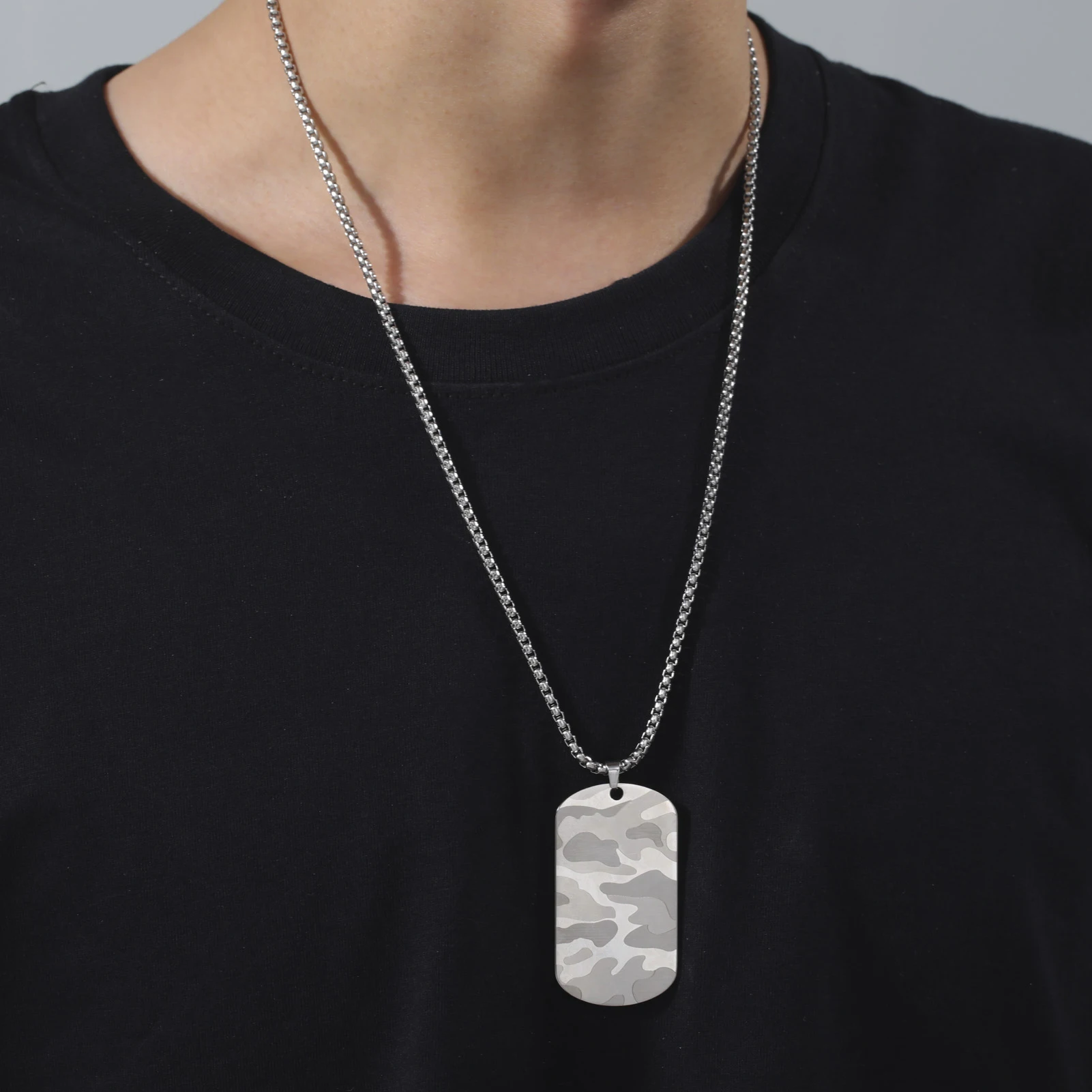 My Shape Collier pendentif militaire en acier inoxydable pour hommes, étiquette de chien de sport en plein air, colliers de la présidence, bijoux masculins, soldat de l'armée, punk, CamSolomon – Image 3