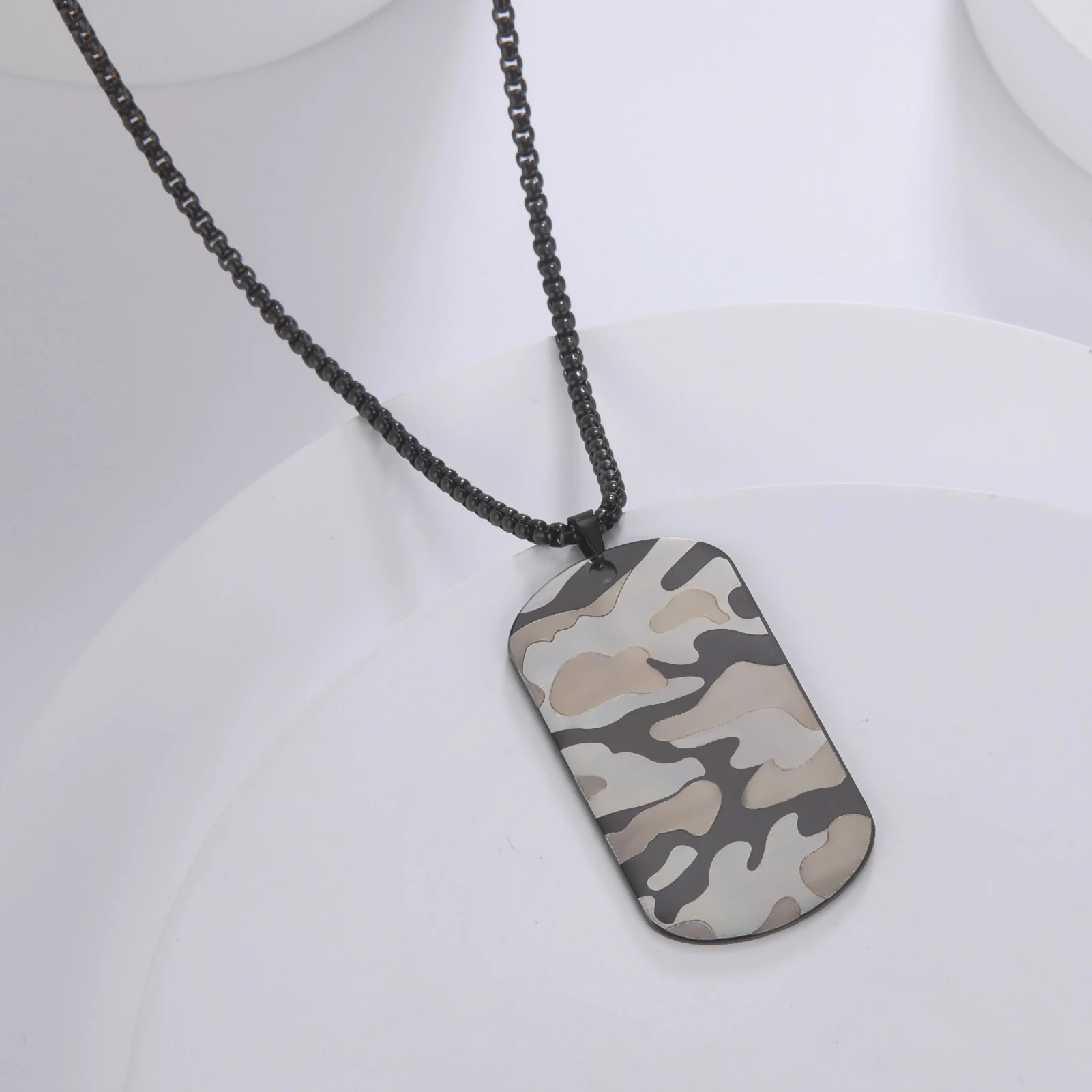 My Shape Collier pendentif militaire en acier inoxydable pour hommes, étiquette de chien de sport en plein air, colliers de la présidence, bijoux masculins, soldat de l'armée, punk, CamSolomon – Image 5