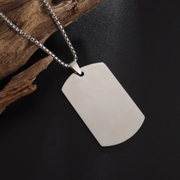 Collier pendentif en acier inoxydable pour hommes et femmes, étiquette de chien, bijoux plaqués or, nom d'identification personnalisé, style militaire, hip hop – Image 3