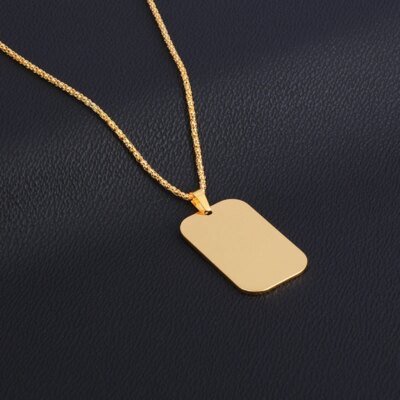 Collier pendentif en acier inoxydable pour hommes et femmes, étiquette de chien, bijoux plaqués or, nom d'identification personnalisé, style militaire, hip hop