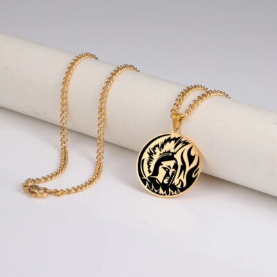28008-cac92b.jpg Dawapara â collier avec pendentif, dieu de la guerre, mythologie grecque antique, en acier inoxydable, bijoux cadeaux pour hommes militaires
