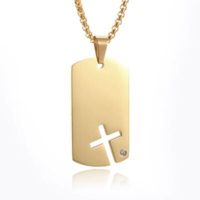 Collier pendentif en acier inoxydable pour hommes et femmes, étiquette de chien, bijoux plaqués or, nom d'identification personnalisé, style militaire, hip hop