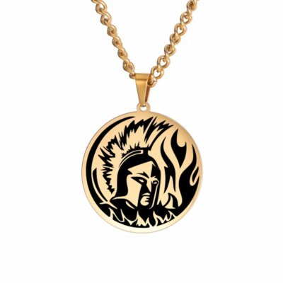 Dawapara – collier avec pendentif, dieu de la guerre, mythologie grecque antique, en acier inoxydable, bijoux cadeaux pour hommes militaires