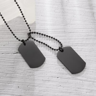 Collier avec pendentif rectangulaire en acier inoxydable pour hommes, étiquette militaire, brillant, tendance, Punk, simple, bijoux