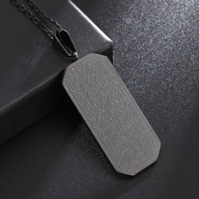 28067-086c1a.jpg Collier avec pendentif rectangulaire en acier inoxydable pour hommes, étiquette militaire, brillant, tendance, Punk, simple, bijoux