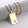 Collier pendentif croix carrée creuse classique pour hommes, plaque militaire, acier inoxydable, tendance punk, double pendentif, bijoux